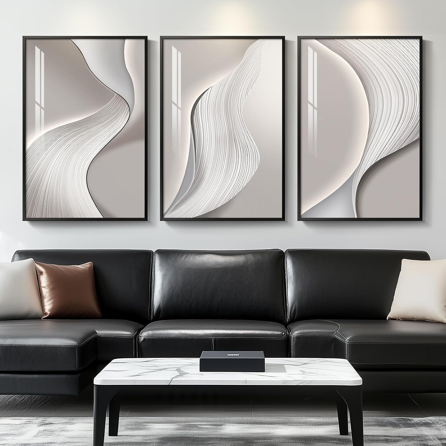 Large Framed Modern Abstract Wall Art for Living Room, Minimalist Bright Style Prints Wall Paintings Artwork for Walls, Silver Gray Contemporary Luxury Pictures for Hallway, Office Wall Decor 24x36 In - Image 5