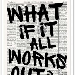 Retro Black And White Newspaper Poster What If It All Works Out Canvas Wall Art Positive Affirming Quote Minimalist Prints Painting For Home Bedroom Dorm Wall Decor 12x16in Unframed