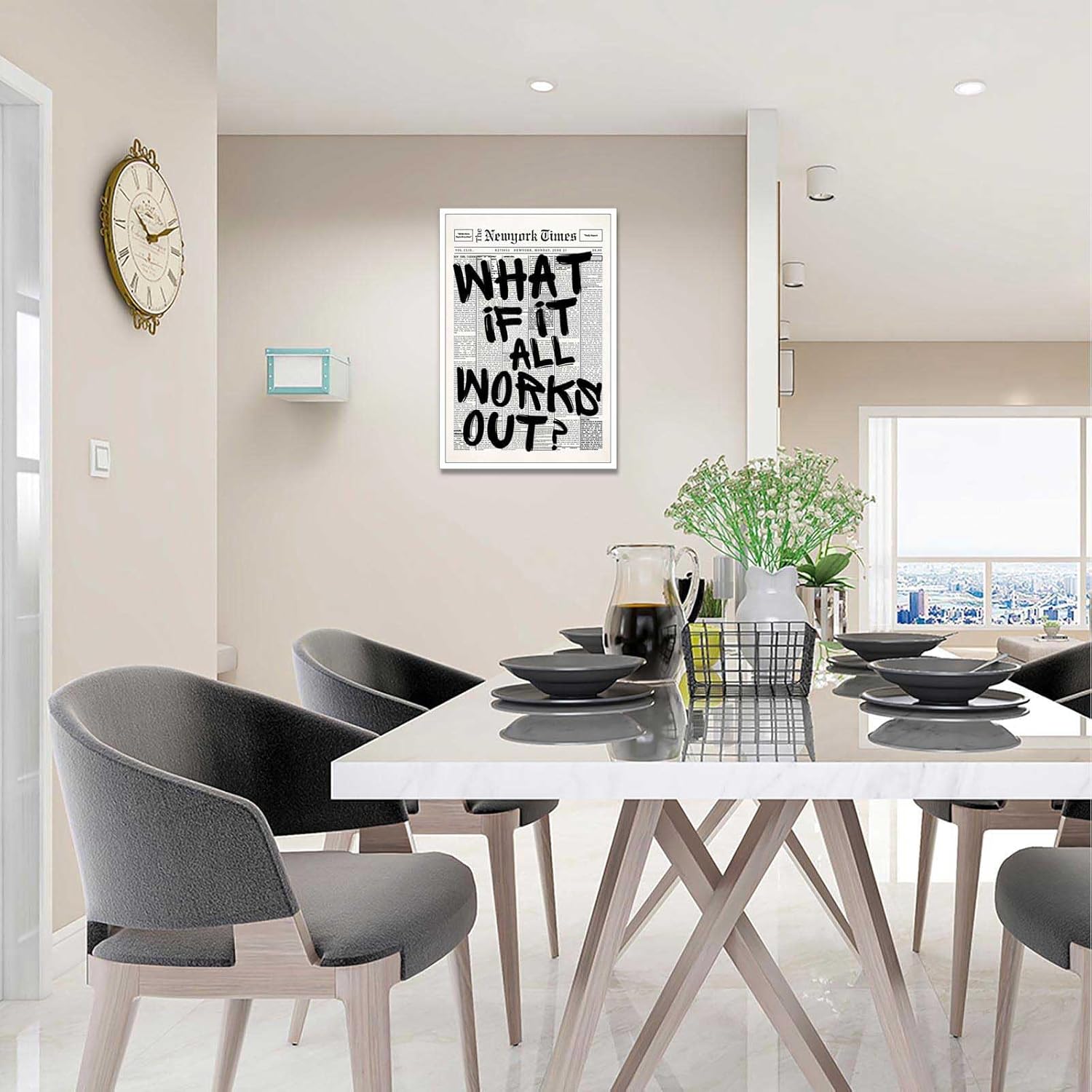 Retro Black And White Newspaper Poster What If It All Works Out Canvas Wall Art Positive Affirming Quote Minimalist Prints Painting For Home Bedroom Dorm Wall Decor 12x16in Unframed - Image 8